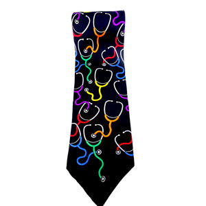 Men's Blue Silk Necktie Stethoscope Lub Dub Avery Medical Fashions Doctor Nurse